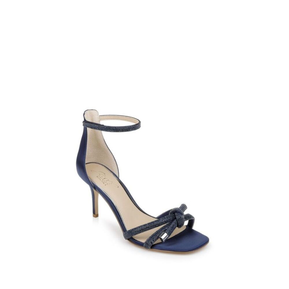 JEWEL BADGLEY MISCHKA Womens Navy Lenny Square Toe Stiletto Heeled Sandal 8.5